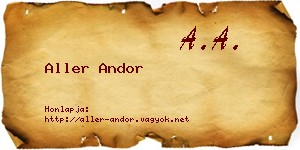 Aller Andor névjegykártya